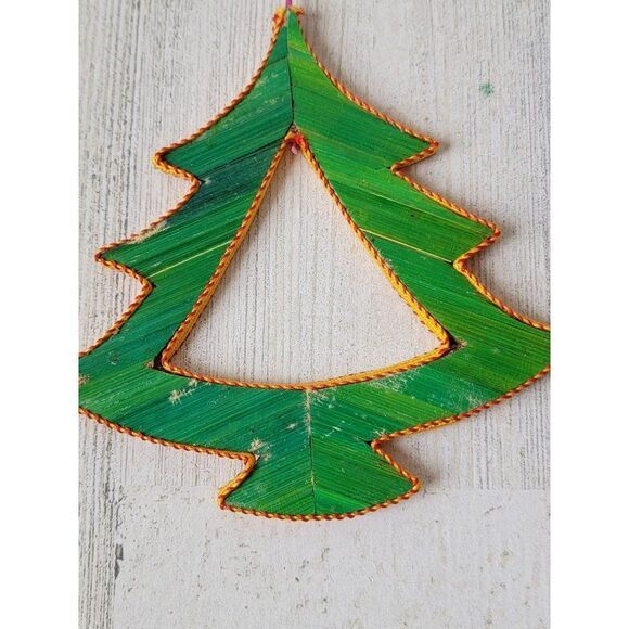 Pine tree gold trim hole ornament Xmas decor - Picture 2 of 5